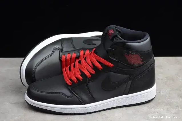 Kicked Out Shoe Store Black 555088-060 Air OG Retro 1 High Jordan Satin 0219