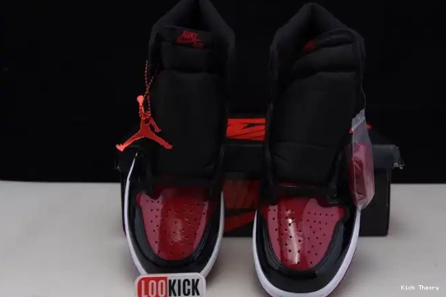 Kicked Out Shoe Store High Jordan Bred 555088-063 Air 1 OG Patent 0212