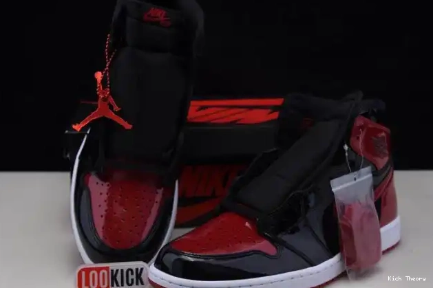 Kicked Out Shoe Store High Jordan Bred 555088-063 Air 1 OG Patent 0212