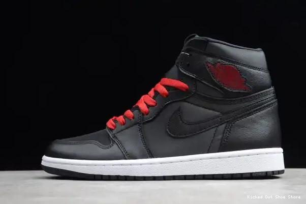 Kicked Out Shoe Store Black 555088-060 Air OG Retro 1 High Jordan Satin 0219